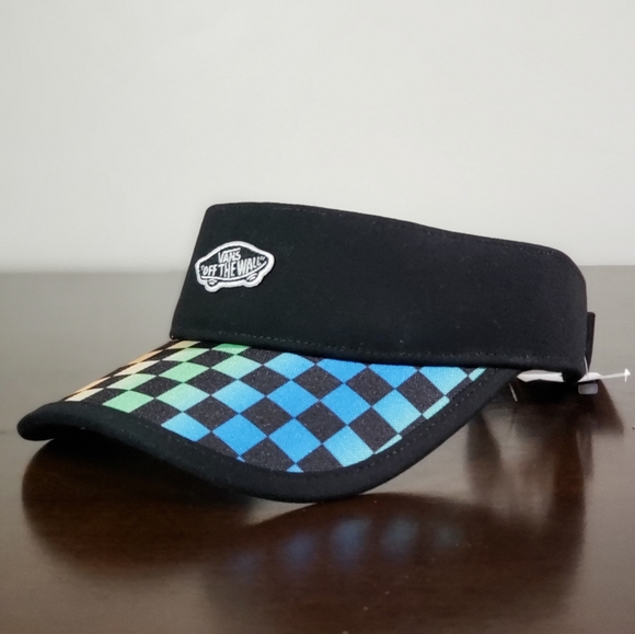 Vans Color Checkerboard Black Unisex Visor Hat Cap - Picture 2 of 8